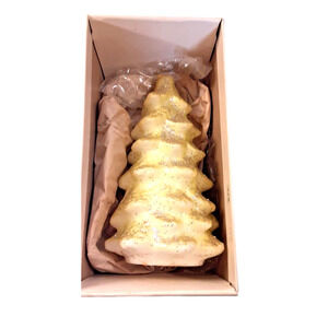 Colonial Candle Co. of Cape Cod White w/Gold Glitter Tree Candle #615D Vtg. 6.5"